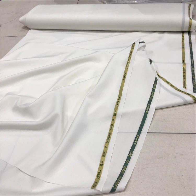 High-Quality Imported Fine-Spun Wool Fabric, White Non-Transparent Suit Fabric, Wide-Leg Pants, Skirt Set, Wool-Polyester Suit Material