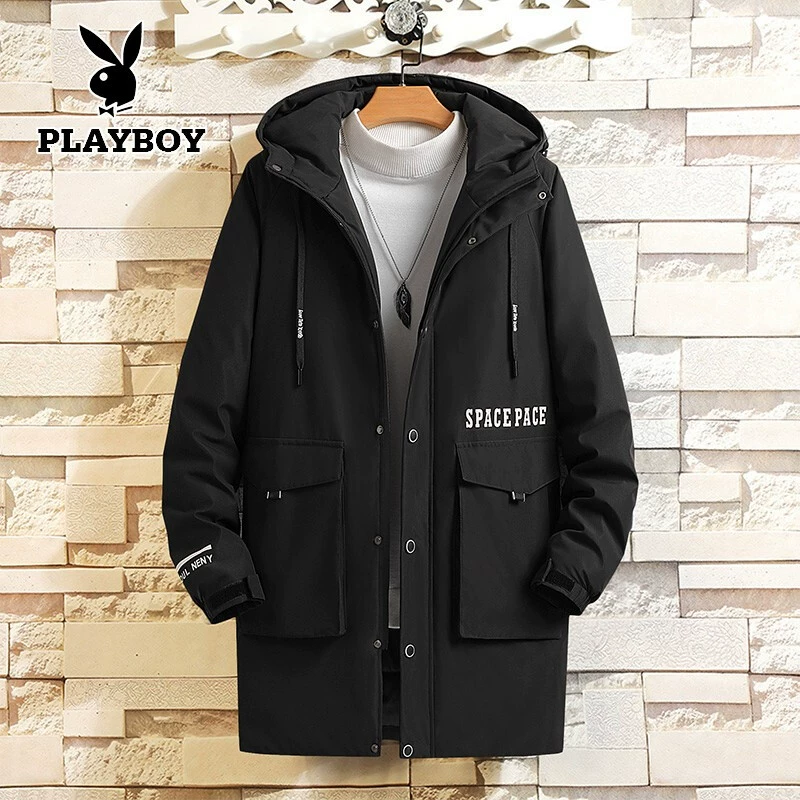 Playboy trench coat nam giữa mùa thu đông 2020 mới mùa xuân và mùa thu áo khoác dụng cụ nam Áo khoác nam xu hướng phong cách Hàn Quốc - Áo gió thể thao