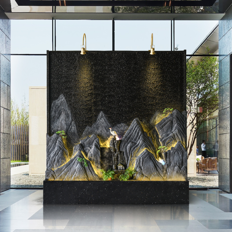 Water curtain wall Water screen Living room entrance partition Hotel dining room Outdoor courtyard rockery waterfall fountain ornaments