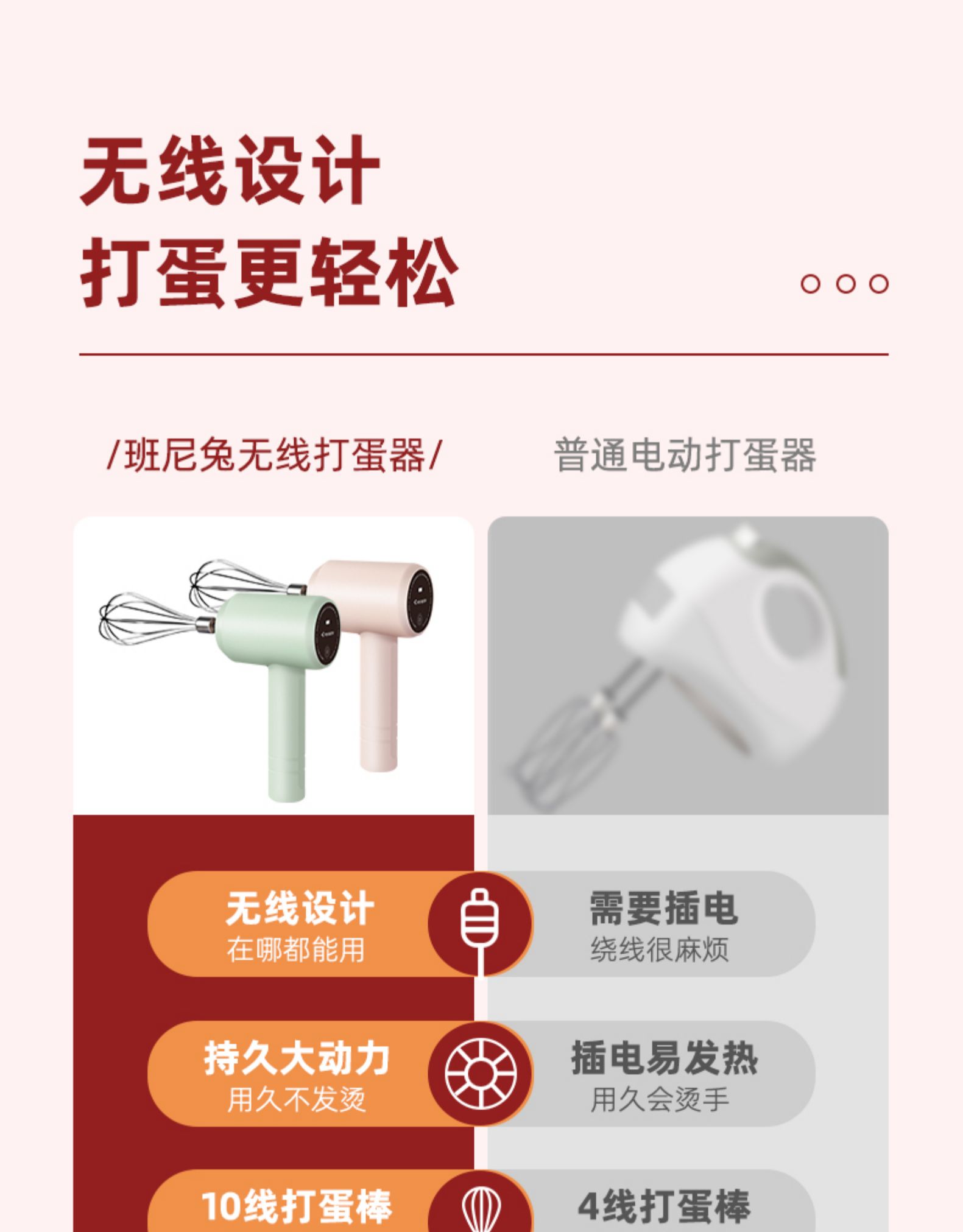 立式不脏手，班尼兔 KD301 无线电动搅拌器打蛋器 14.9元包邮 值值值-买手聚集的地方