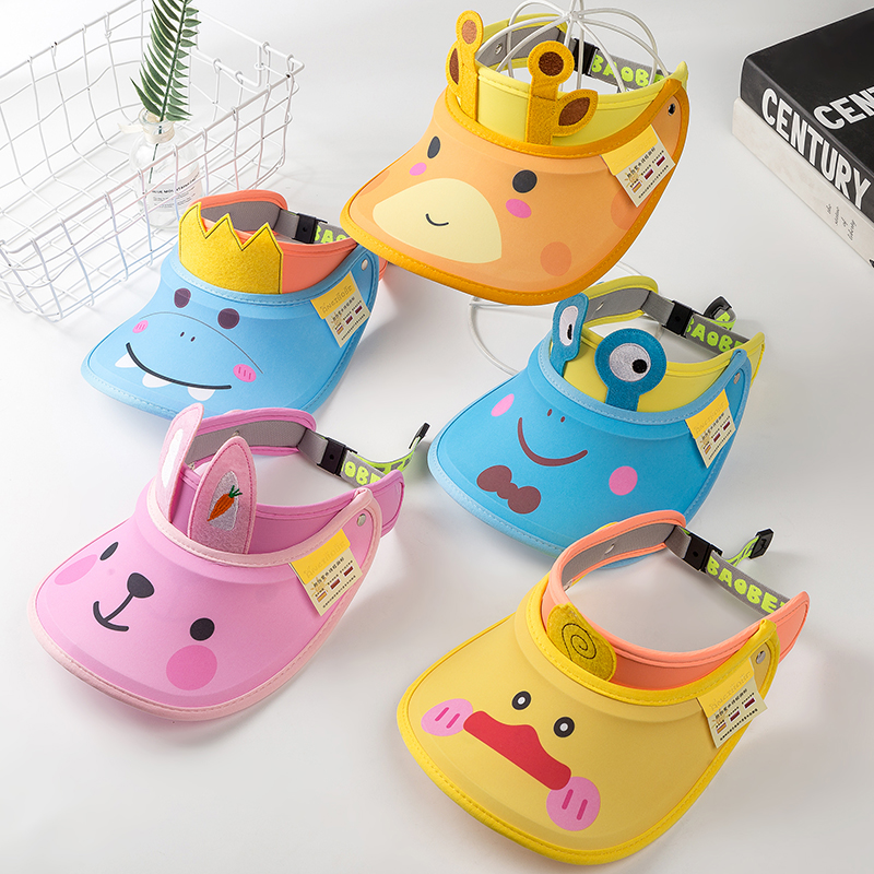 Children's sunscreen hat empty top sun hat full face sunshade big eaves cartoon anti-ultraviolet hat male and female baby ice sleeves
