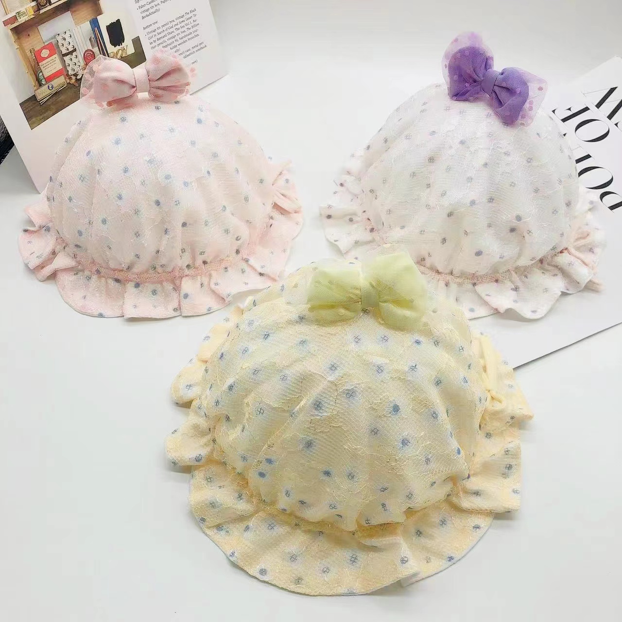 Baby hat newborn summer mesh breathable princess hat cute fetal hat men and women treasure basin hat sunshade fisherman hat