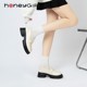 HoneyGIRL loafers, British style thick soles, thick heels, small leather shoes, women's versatile slip-on shoes, small white shoes