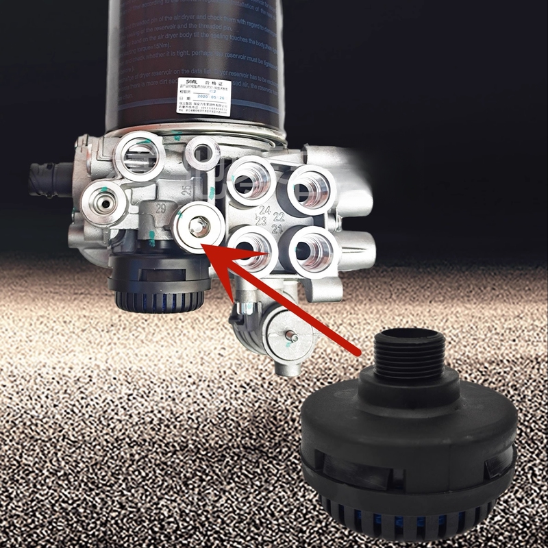 Truck Dry Muffler Brake Pump Quick Release Valve Exhaust Port Threaded Muffler Silencer Universal Type
