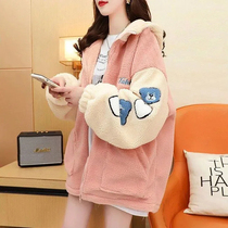 Maternity wear autumn and winter sherpa jacket women 2024 new Korean version winter fashion foreign style casual loose sweatshirt