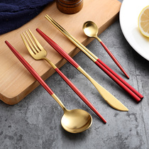 Portuguese same 304 stainless steel knife and spoon set steak high-end knife and fork two-piece home Western tableware