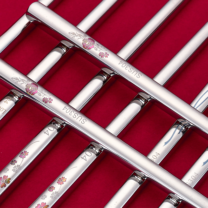 Creative Personality Color-Separated Chopsticks 304 Stainless Steel Home Anti-Slip Chopsticks Square Iron Chopsticks Alloy Quick Son 5 Double