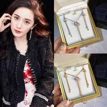 VCA DIY Yang Mi with the long tassel earrings womens premium sense 18k gold when running full diamond necklace