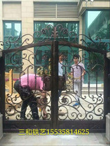 Custom-made luxury forged gate wrought iron gate villa gate community gate three and iron design and production