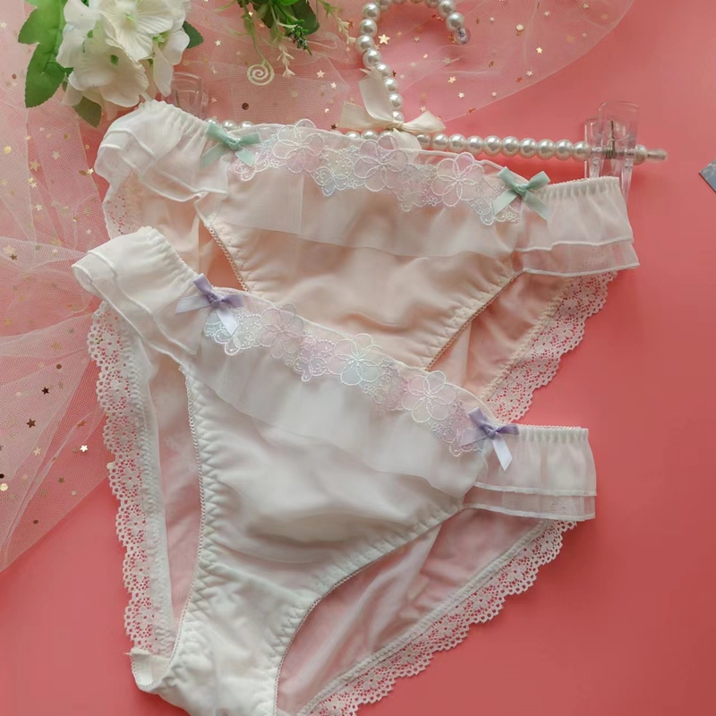 Japanese-Style Chiffon Seamless Pure Desire Panties, Sweet Milk Ice Silk, Feminine Silky Cute Low-Waist Triangle Panties