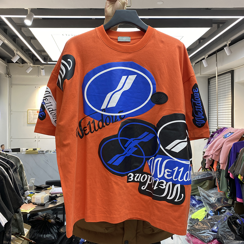 Orange2021 Chaopai summer new pattern WE11 letter done printing men and women easy over size Typography Short sleeve T-shirt
