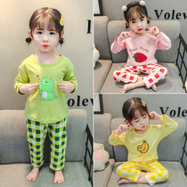 Girls thin family clothes suit pure cotton spring autumn children baby sleepwear long sleeves little girl child air conditioning for summer