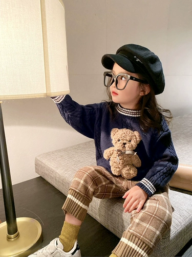 Весенний ретро мультяшный трикотажный свитер для девочек, в западном стиле