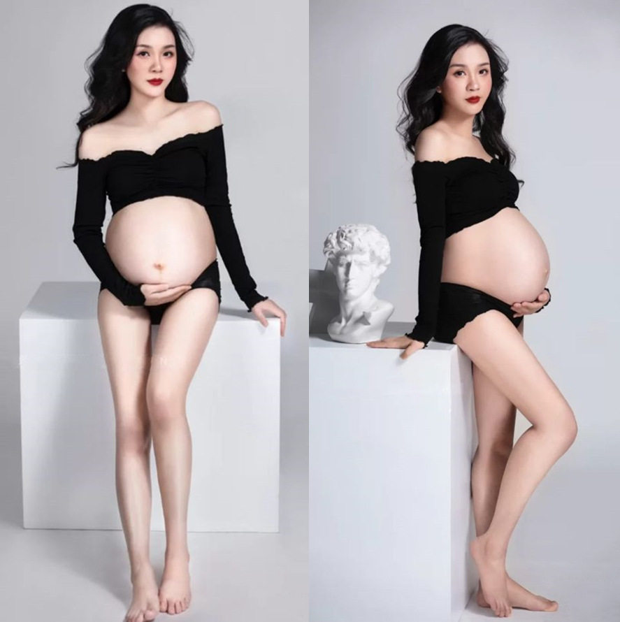 Pregnant Woman Photos Clothing Black Blouses Shorts Tight Body Slim Personality Photo Gallery Photography Art Write Real Clothes