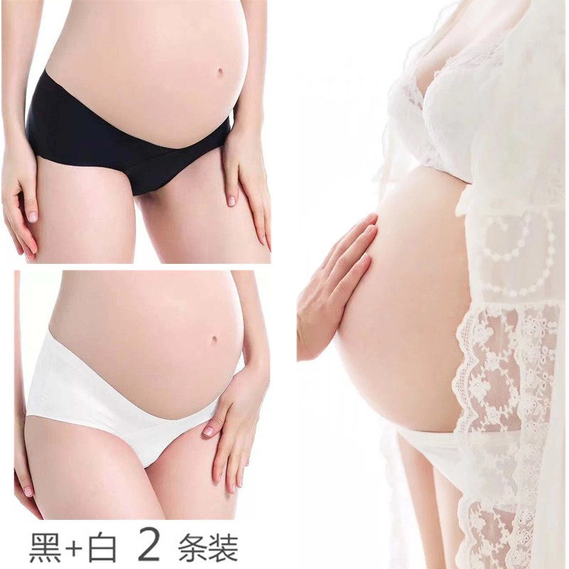 Pregnant woman photo write really special pure cotton low waist lace silk shorts no scarred glossy surface sexy triangular underpants cotton crotch black and white