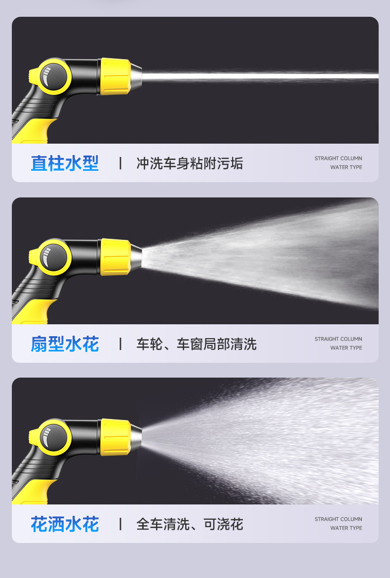 Car Wash Water Gun for Home Use, High-Pressure Powerful Cleaning, High-Pressure Water Spray Gun Nozzle, Tap Water Hose, Soft Hose, Pressure Booster