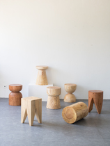 Solid wood pier stool Nordic log creative wooden pile shaped round bench stump fitting round living room chair