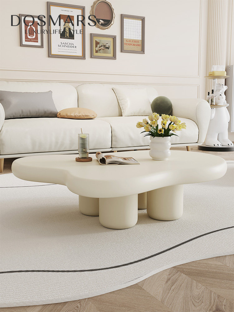 Nordic shaped cloud coffee table designer furniture white cream wind ancient homestay wabi-sabi living room solid wood tea table