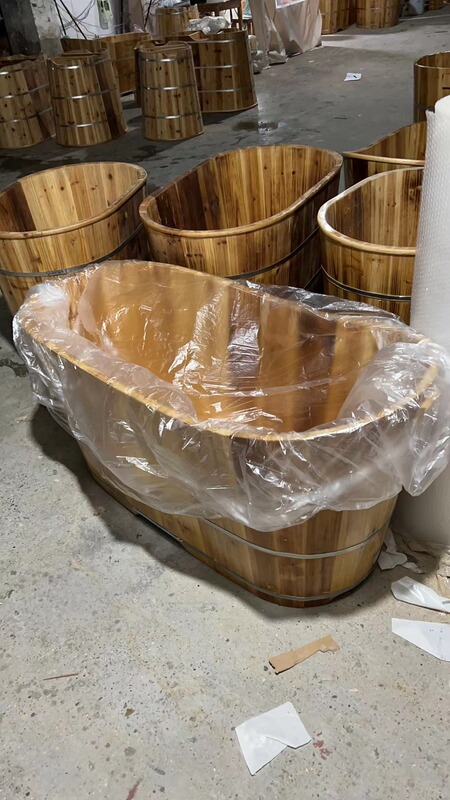 Long-Shaped Wooden Bath Tub, Bath Bucket, Disposable Bags for Adult Beauty Salons, 50 Pieces