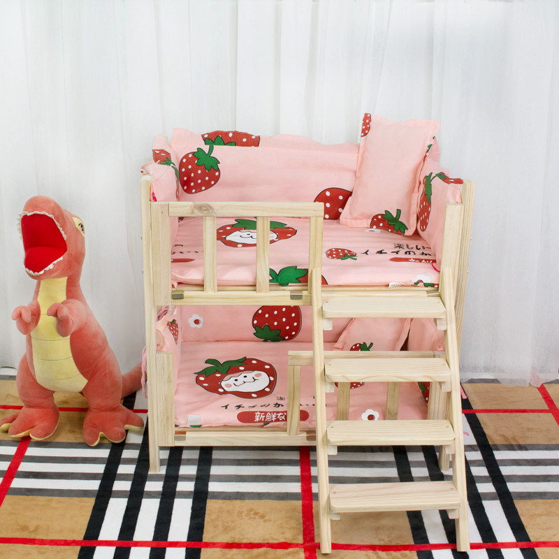 Dog kennel pet bed bunk bed dog bed lower bunk teddy bed than bear bed solid wood cat bed high and low bed four seasons universal