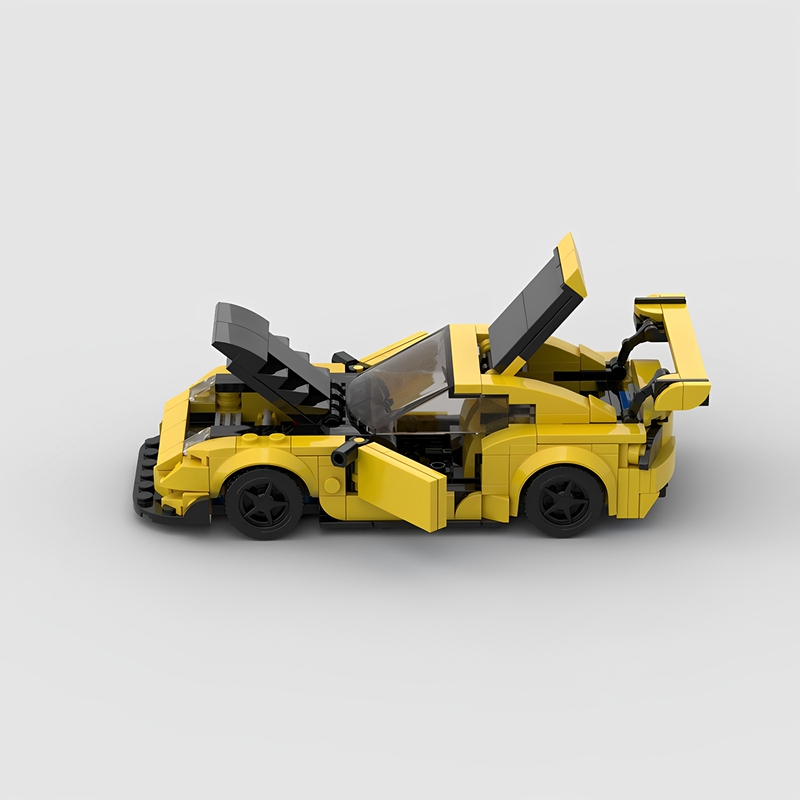 Mazda Rx7 Sports Car Door-Opening Car Model Moc Building Blocks Domestic 8-Grid 2 Minifigures Educational Assembly Children's Toy