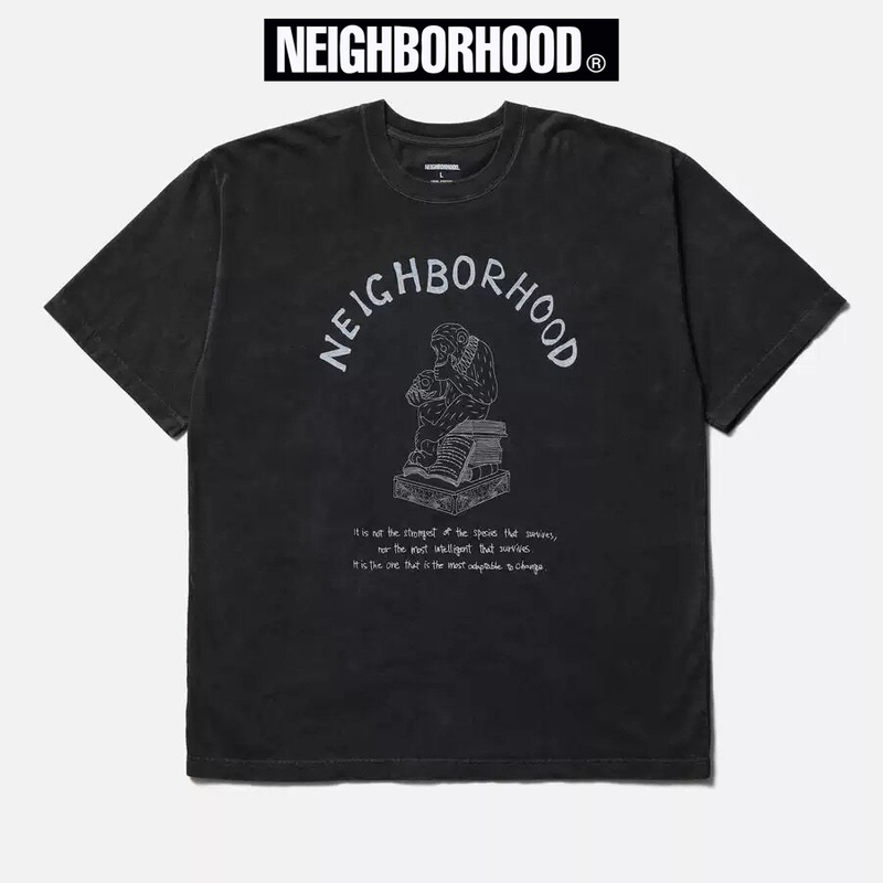 Neighborhood Japanese Trendy Brand Nbhd Monkey Skull Casual Sports Washed Batik Short-Sleeve T-Shirt 26Ss
