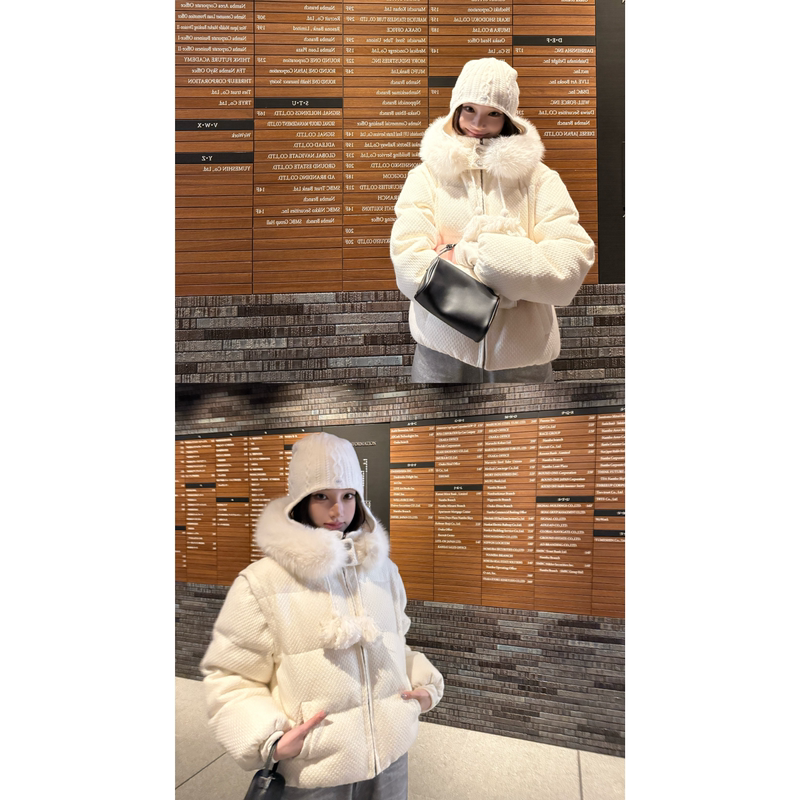 Yangzifan Snow Baby Exclusive Coarse Waffle 90% White Duck down Detachable Multi-Way Wearable down Jacket