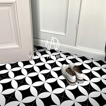 Van vintage famous black and white small tiles balcony porch flower piece toilet kitchen tile wall tiles 200