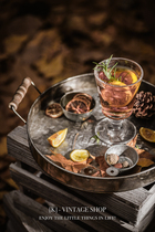 Retro old handle Galvanized tinplate tin tray Cake tray storage tray Storage basket shooting