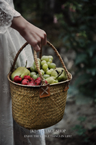  Handmade seaweed woven flower basket storage basket dried flower decoration basket Gardening decoration portable basket wicker flower pot