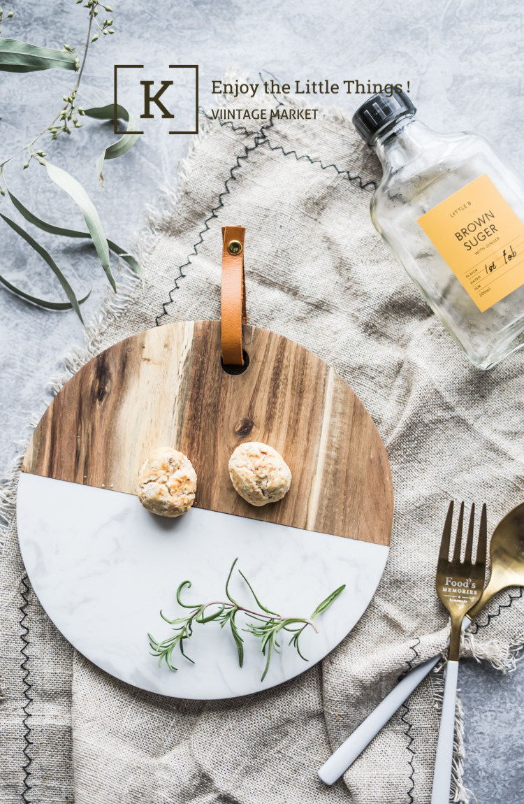 Nordic Ins Wind Marble Phase Thiswood Black Walnut Wood Splicing Chopping Block Western dining tray Tray Bread Tray tray