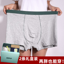Fat guy mens boxer briefs Plus fat cotton boxers Oversized underpants 2 gift boxes