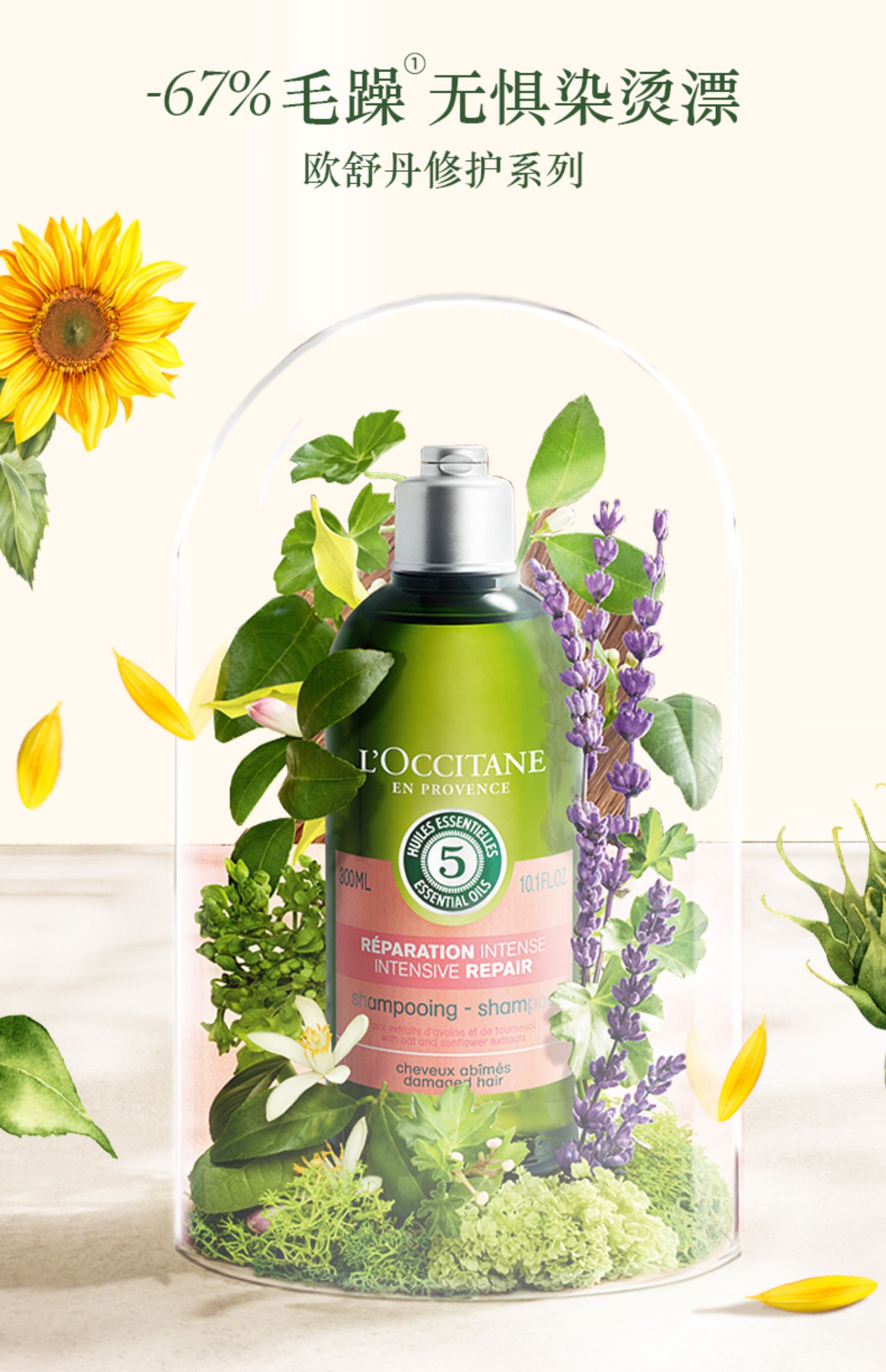  法国欧舒丹五合一洗发水+草本修护护发素男女夏丰盈蓬松滋养改善毛躁详情2