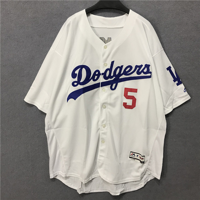 Dodgers jersey street hip-hop hiphop baseball uniform ແຂນສັ້ນ cardigan ຜູ້ຊາຍແລະແມ່ຍິງວ່າງຂະຫນາດໃຫຍ່ T-shirt bf hip-hop