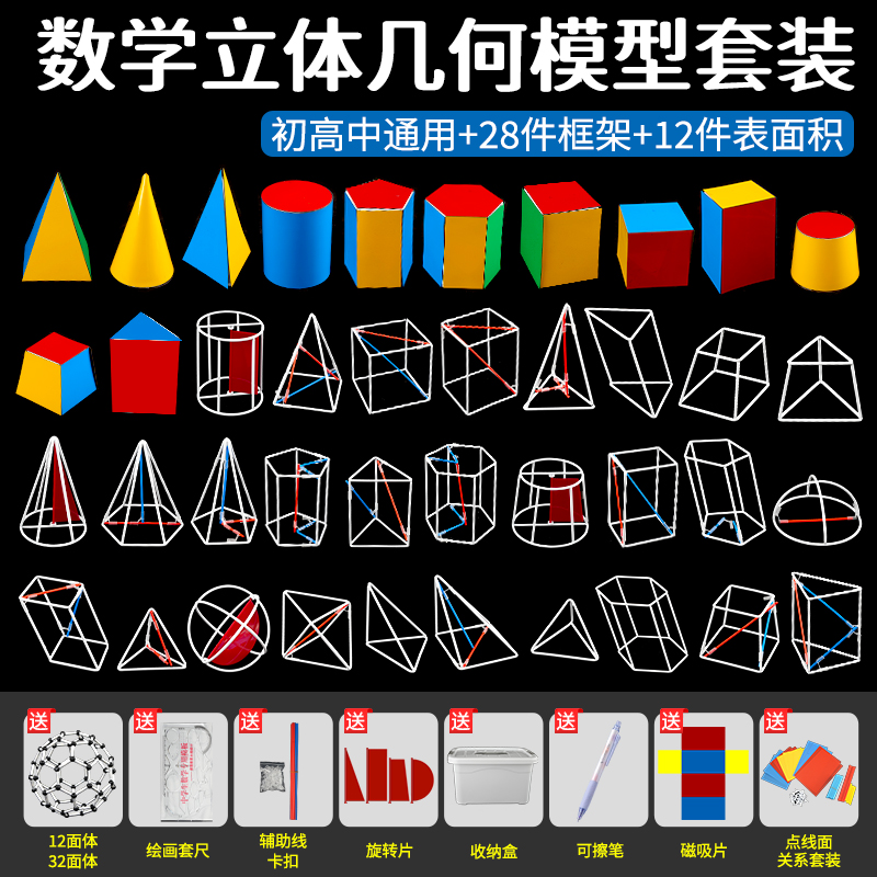 立体幾何学モデル教材、高校数学、磁気、磁気空間幾何学、透視図、透明分解、グラフィックフレーム、学習ツールセット、高校1年生、必修2年生、中学校2年生、体積、表面積、問題解決