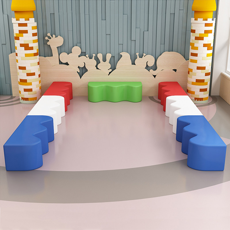 Kindergarten early education training children's small stool shopping mall hall parents rest waiting area wave soft bag sofa customization