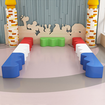 Kindergarten Early Education Training Children Small Bench Mall Hall Parents Rest Wait Area Wave Soft Bag Sofa Customized