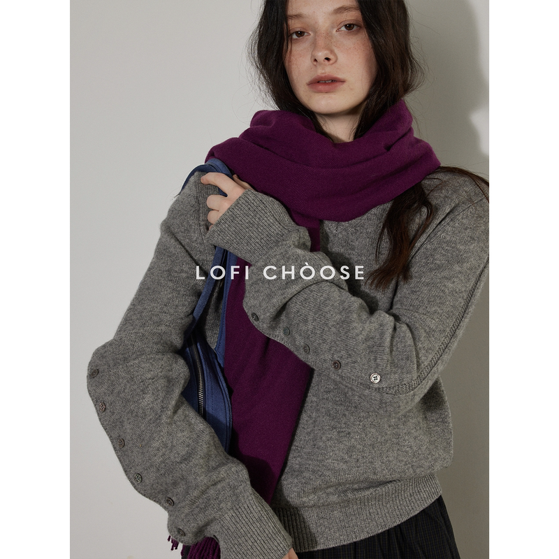 Lofi Choose Design-Inspired Soft Button Wool Knit Sweater for Women, New Winter Versatile Pullover Top