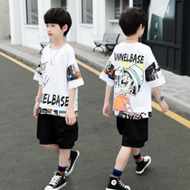 Childrens clothing boys summer suit 2021 New fried street 12 summer boys mens mens handsome 15-year-old baby tide