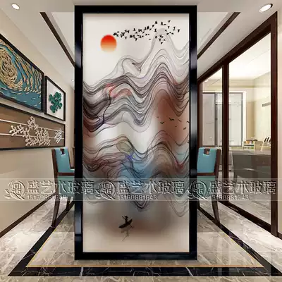 Modern simple fashion art glass entrance entrance sliding door sliding door screen living room dining room partition abstract painting