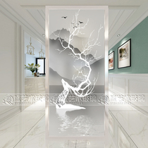 Modern minimalist screen art glass living room partition wall entry porch double-sided frosted background wall Elk