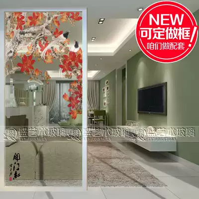 Entry entrance aisle screen partition Shoe cabinet Art glass sliding door glass craft glass background wall opener