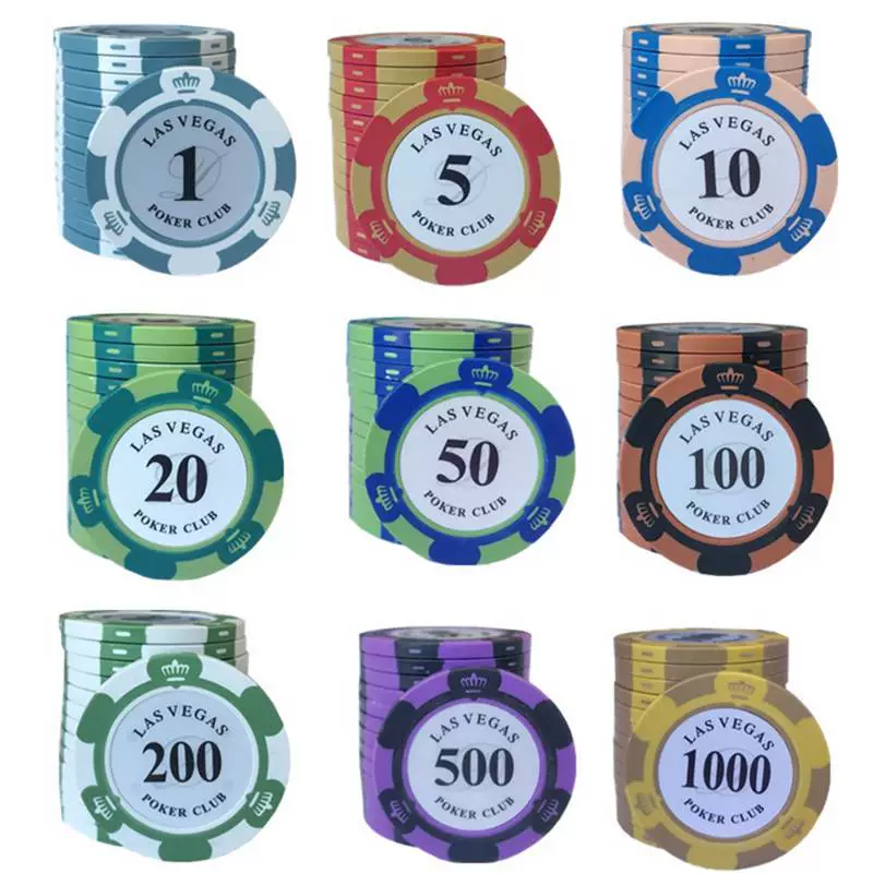 Phòng cờ vua Chip Coin Chips Mahjong chuyên dụng Las Vegas Texas Holdem Crown Clay Chips 14g - Các lớp học Mạt chược / Cờ vua / giáo dục