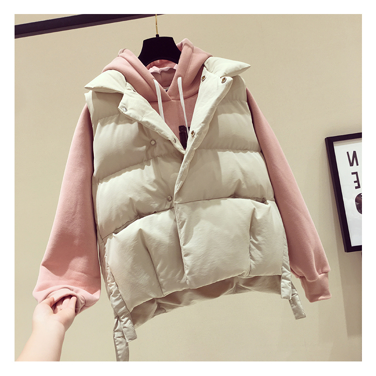 Áo vest nữ ngắn phần phiên bản Hàn Quốc mùa thu đông mùa đông cỡ lớn chất béo mm hoang dã vest vest bánh mì vest vest thủy triều thiết kế thời trang nữ