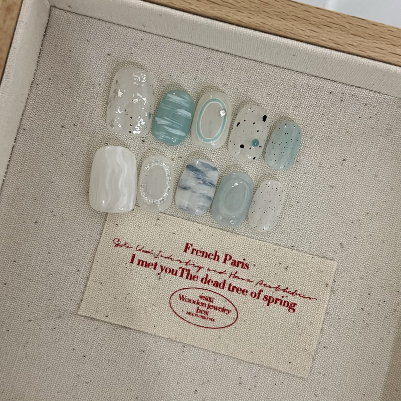 Zhuii Studio Ocean Clear Series ins Style Sparkling Handmade Wearable Nails