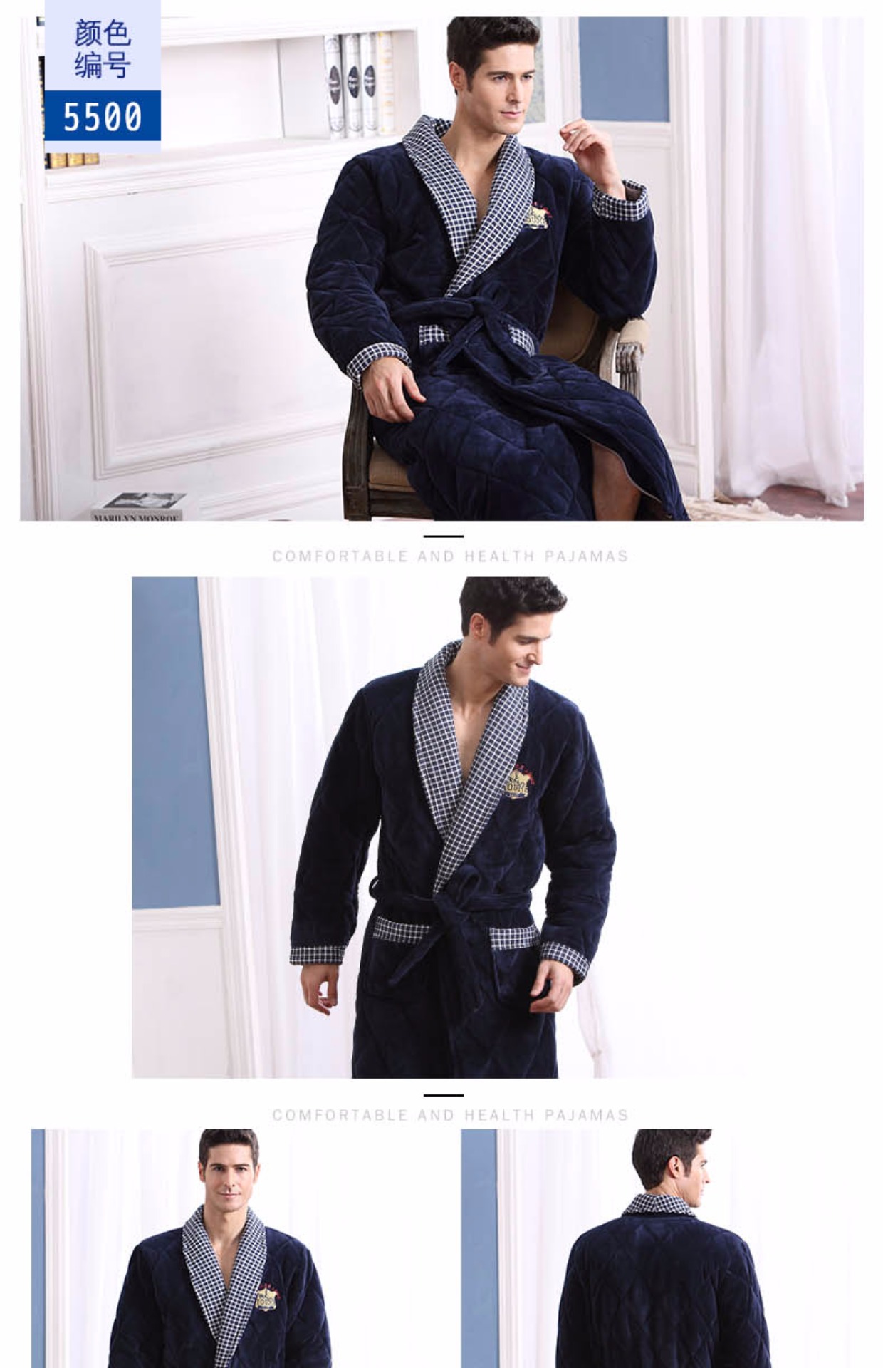 Áo choàng bông dày của nam giới mùa đông flannel babe nhung trung niên XL đồ ngủ dài áo choàng tắm áo ngủ đôi nam nữ