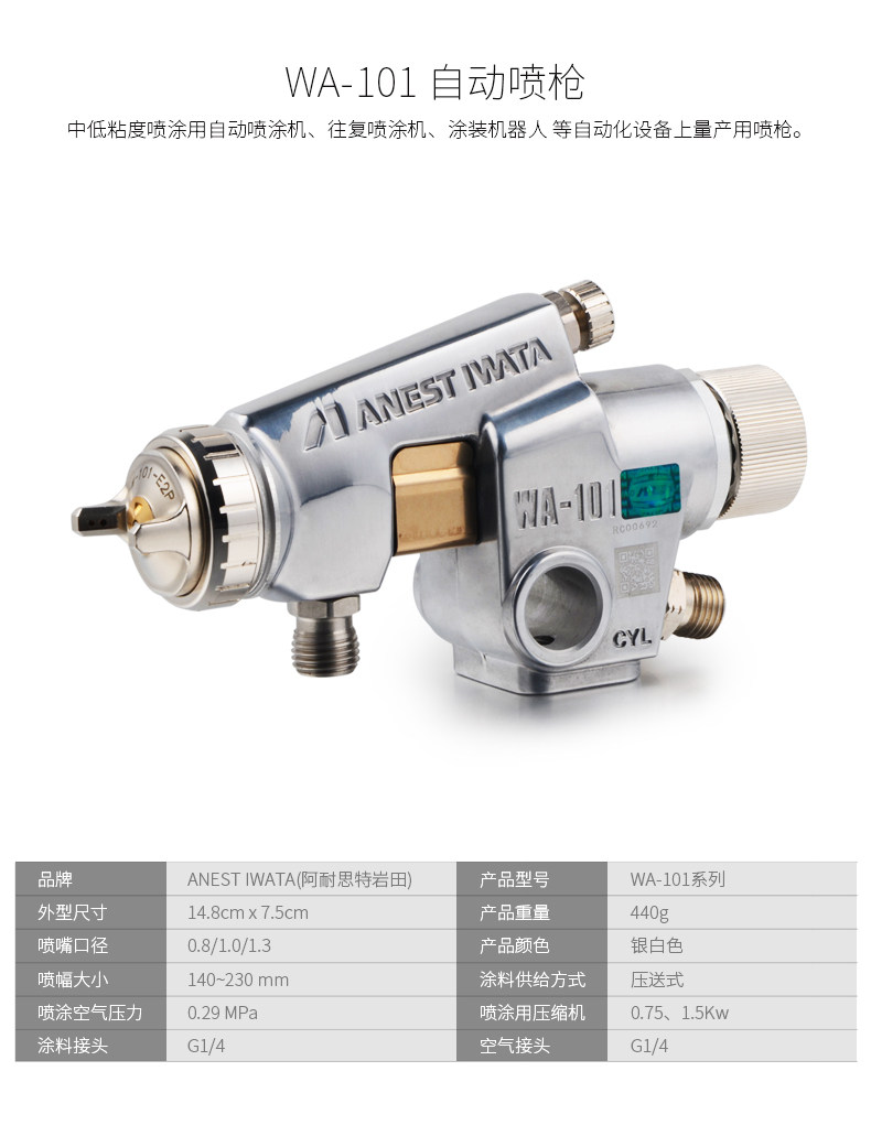 日本岩田喷枪WA-101-082P喷枪(E2P)自助喷漆枪