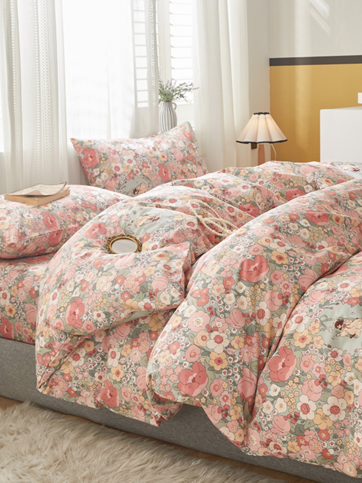 Isn All-Cotton Four-Piece Set Pure Cotton Bedding Bed Sheet Nordic Simple 100 Quilt Cover 1.8m Fitted Sheet Three-Four-Piece Set