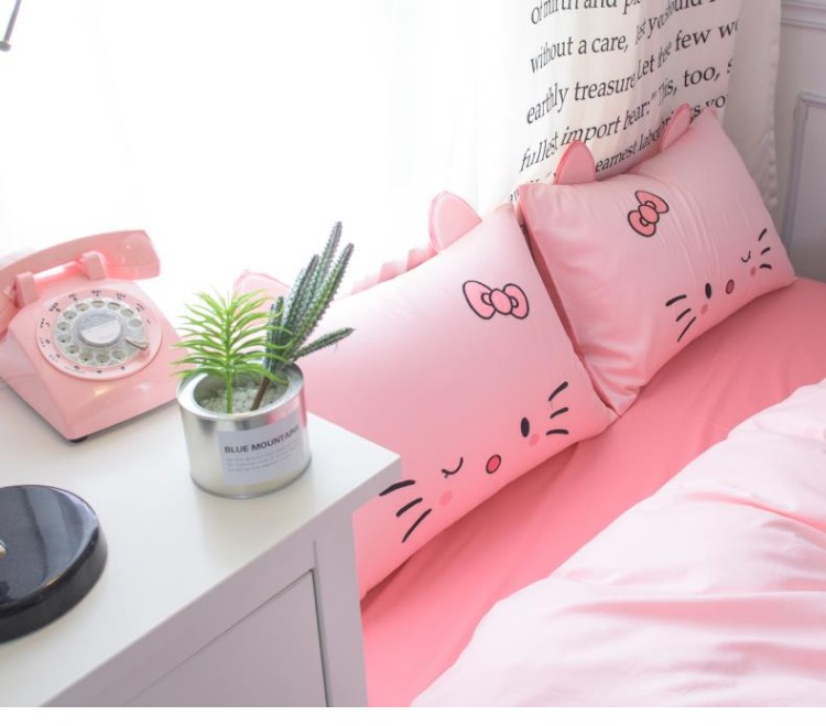 Phiên bản tiếng Hàn của vỏ gối thêu bông Gối đơn màu hồng Công chúa bông đơn túi 48 * 74cm1 gối cho bé