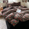 2026 New Korean Style Lace Milk Velvet Four-Piece Set with Pastoral Small Floral Pattern, Thickened Double-Sided Velvet Bed Sheet and Duvet Cover for Autumn and Winter